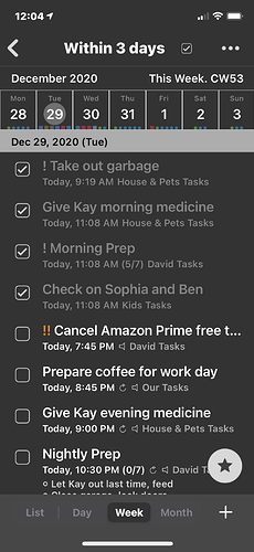 GoodTask Day list on iPhone screenshot